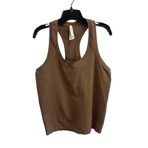 Athleta Brown Tank Metallic Knit Racerback Top Size Large